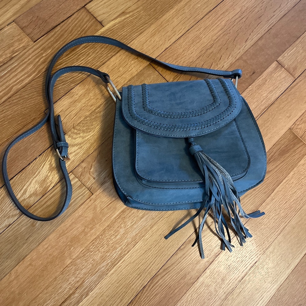 Blue vegan suede Franco Sarto crossbody